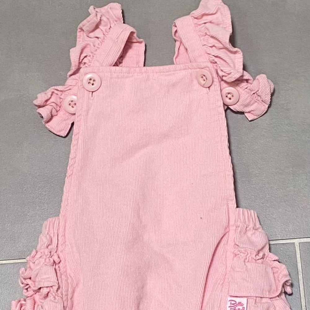 Ruffle butts pink corduroy overall romper 12-18 months